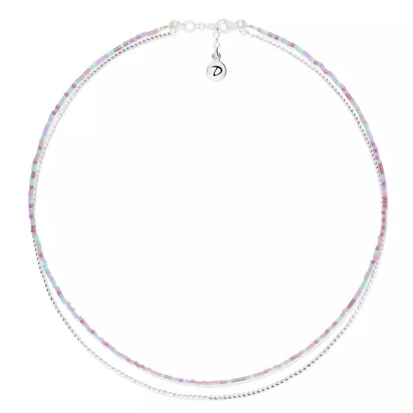 Doriane Bijoux Collier 2 rangs Le Miyuki Violet Turquoise.