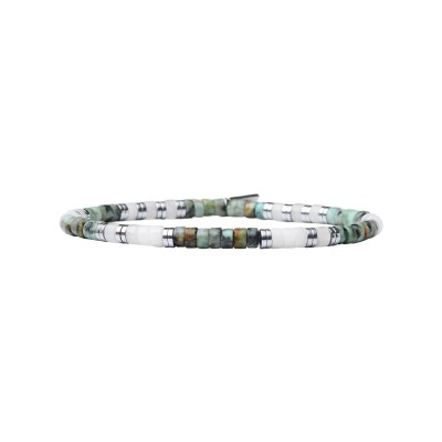 BEAU GOSSE Bracelet Homme extensible Léo Howlite & Turquoise Africaine.