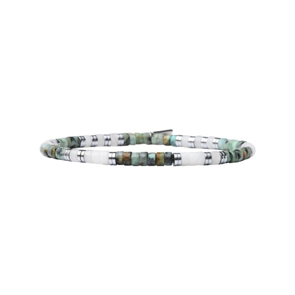 BEAU GOSSE Bracelet Homme extensible Léo Howlite & Turquoise Africaine.