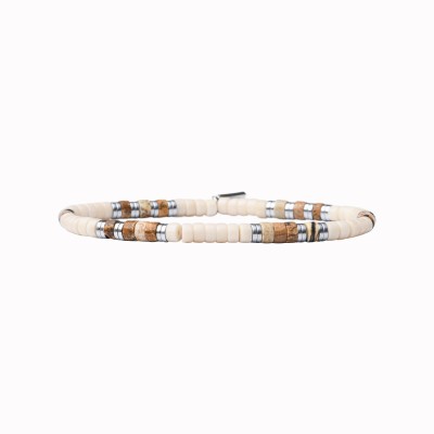 BEAU GOSSE Bracelet Homme extensible Léo Pierre de Rivière & Jaspe Paysage.