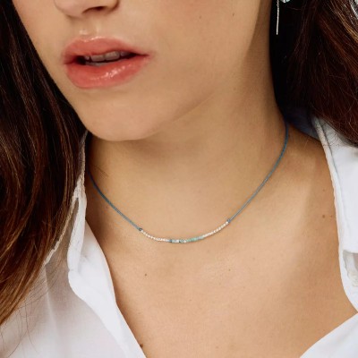 Doriane Bijoux Collier Le Pétillant Bleu Turquoise.
