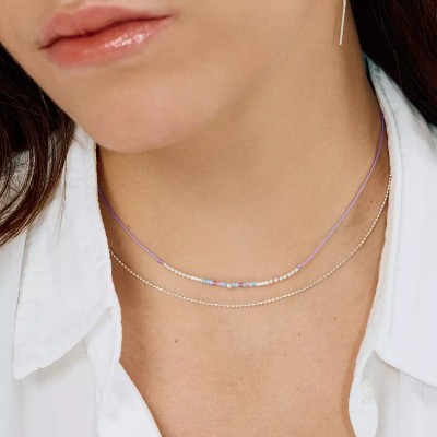 Doriane Bijoux Collier Le Pétillant Violet Turquoise.