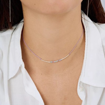 Doriane Bijoux Collier Le Pétillant Violet Turquoise.