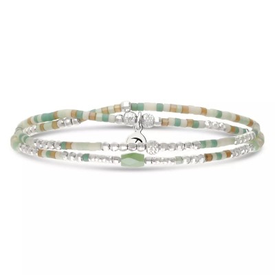 DORIANE Bijoux Bracelet Elastiqué 2 Tours Spring Vert Amande.