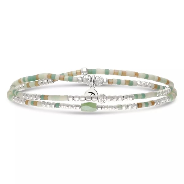 DORIANE Bijoux Bracelet Elastiqué 2 Tours Spring Vert Amande.