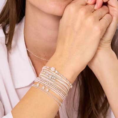 DORIANE Bijoux Bracelet 3 tours Cauris Beige Ecru.