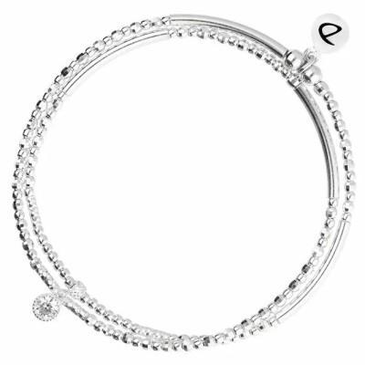 DORIANE Bijoux Bracelet Elastiqué 2 Tours Argent.