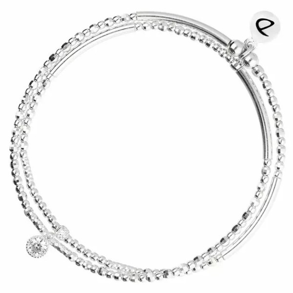 DORIANE Bijoux Bracelet Elastiqué 2 Tours Argent.