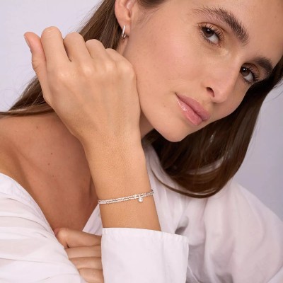 DORIANE Bijoux Bracelet Elastiqué 2 Tours Argent.