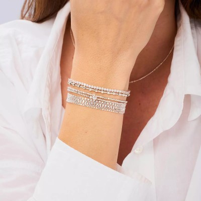 DORIANE Bijoux Bracelet Elastiqué 2 Tours Argent.