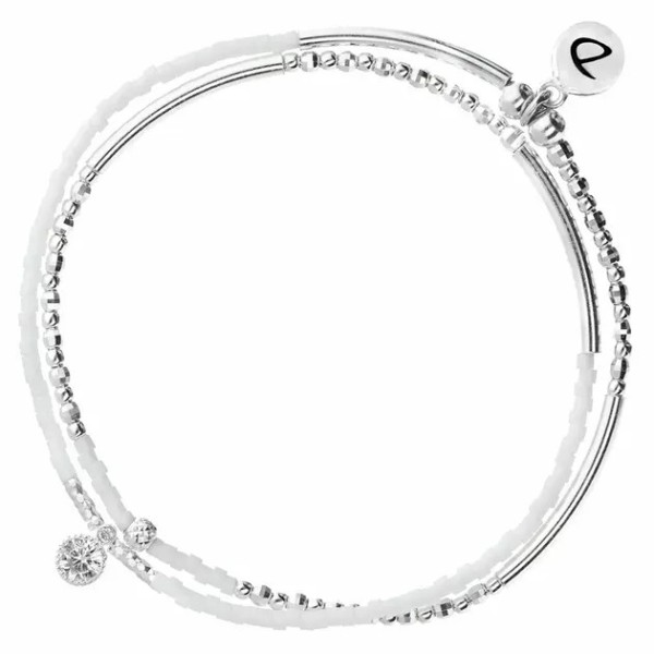 DORIANE Bijoux Bracelet Elastiqué 2 Tours Argent.