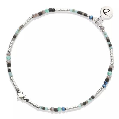 DORIANE Bijoux Bracelet Elastiqué L’Etoile Bohème Turquoise & Noir.