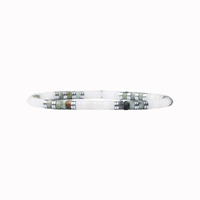 BEAU GOSSE Bracelet Homme extensible Léo Quartz Fumé & Turquoise Africaine.