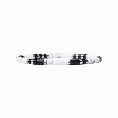 BEAU GOSSE Bracelet Homme extensible Léo Onyx & Howlite.