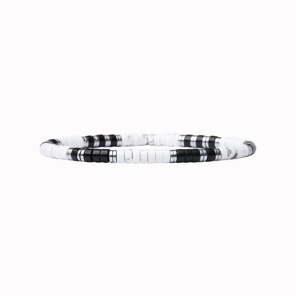 BEAU GOSSE Bracelet Homme extensible Léo Onyx & Howlite.