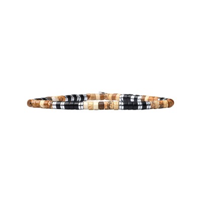 BEAU GOSSE Bracelet Homme extensible Léo Jaspe Paysage & Onyx.