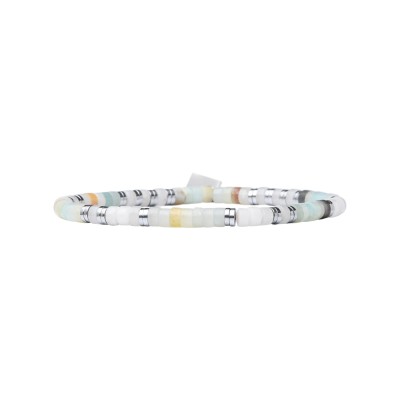 BEAU GOSSE Bracelet Homme extensible Léo Quartz Fumé & Amazonite.