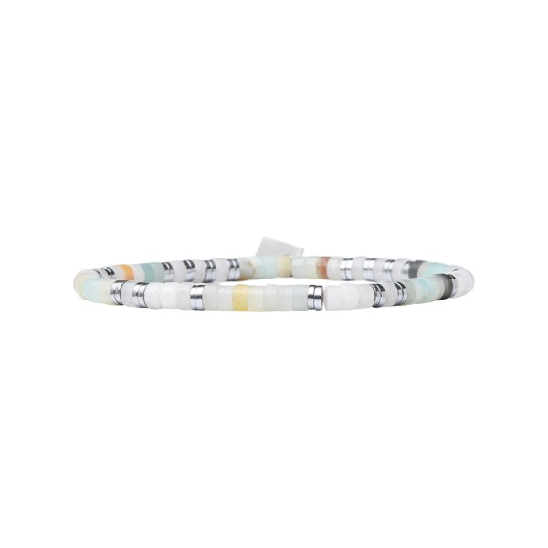 BEAU GOSSE Bracelet Homme extensible Léo Quartz Fumé & Amazonite.