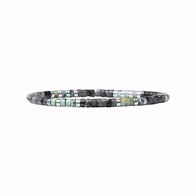 BEAU GOSSE Bracelet Homme extensible Léo Pierre de Rivière & Turquoise Africaine.