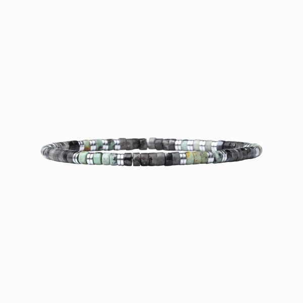 BEAU GOSSE Bracelet Homme extensible Léo Pierre de Rivière & Turquoise Africaine.
