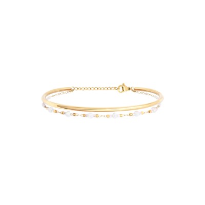 N°3 Bracelet Ajustable Acier & Pierres semi précieuses.