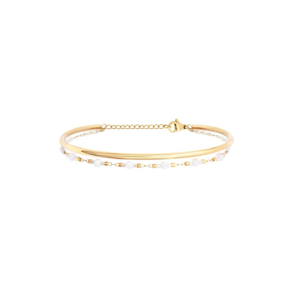 N°3 Bracelet Ajustable Acier & Pierres semi précieuses.