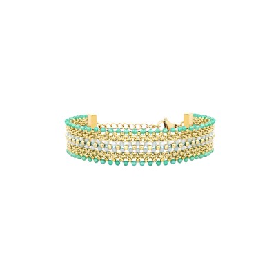 N°3 Bracelet Ajustable Acier & Pierres semi précieuses.