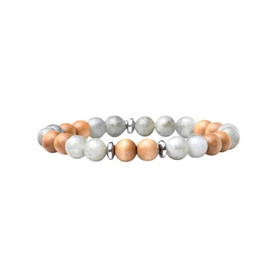 BEAU GOSSE Bracelet Homme extensible Mika Wood Labradorite.