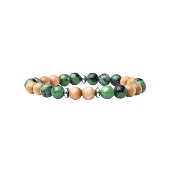 BEAU GOSSE Bracelet Homme extensible Mika Wood Epidote.