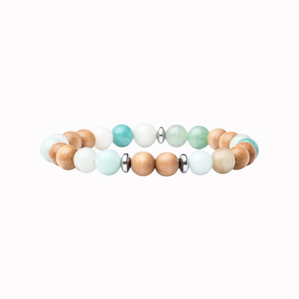 BEAU GOSSE Bracelet Homme extensible Mika Wood Amazonite.