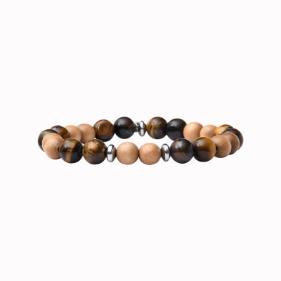 BEAU GOSSE Bracelet Homme extensible Mika Wood Oeil du Tigre.