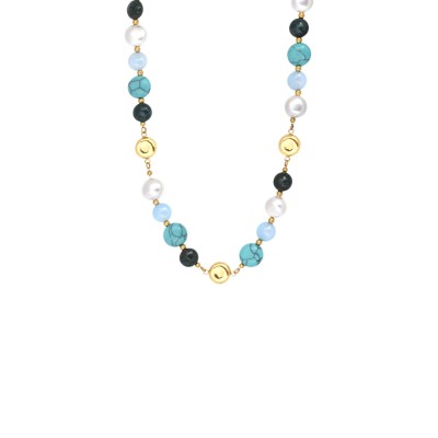 N°3 Collier Acier & Pierres semi précieuses.