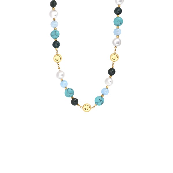 N°3 Collier Acier & Pierres semi précieuses.