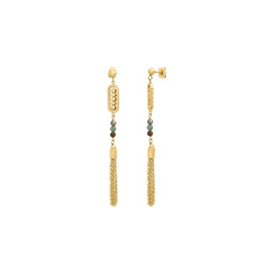 N°3 Boucles d’oreilles Poussoir Acier & Pierres semi précieuses.
