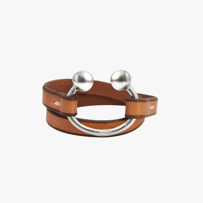CXC Bracelet Menthe Haltère Plaqué Argent & Cuir.