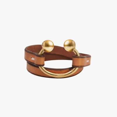 CXC Bracelet Menthe Haltère Plaqué Or & Cuir.