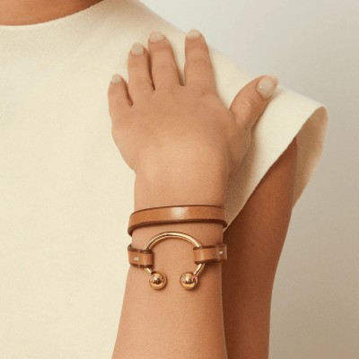 CXC Bracelet Menthe Haltère Plaqué Or & Cuir.