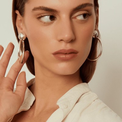 CXC Boucles d’oreilles Créoles Dôme plaquées Argent.