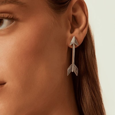 CXC Boucles d’oreilles longue Flèche Plaquées Argent.