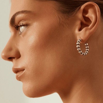 CXC Boucles d’oreilles Créoles Plaquées Argent.