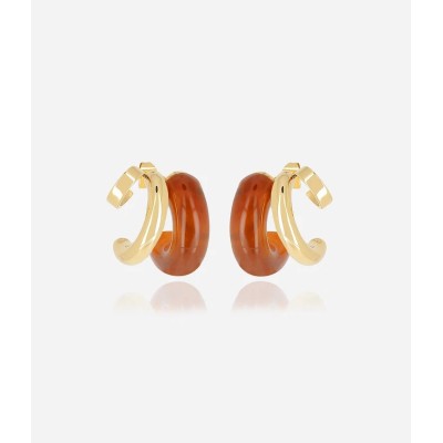 ZAG Bijoux Boucles d’oreilles Créoles Luciana marron.
