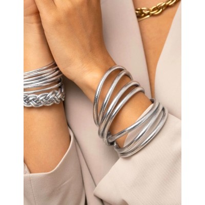IKITA Paris Bracelet Jonc Bouddhiste Epais Argenté.