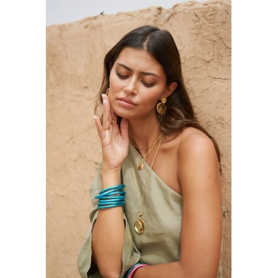 IKITA Paris Bracelet Jonc Bouddhiste Epais Bleu Azur.