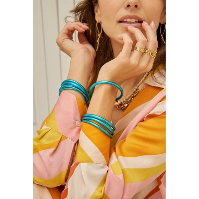 IKITA Paris Bracelet Jonc Bouddhiste Epais Bleu Azur.