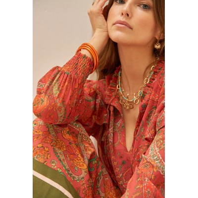 IKITA Paris Bracelet Jonc Bouddhiste Epais Orange.