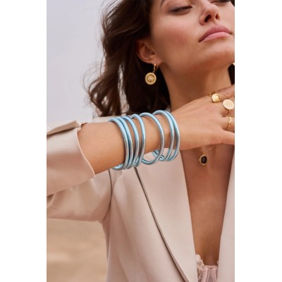 IKITA Paris Bracelet Jonc Bouddhiste Epais Bleu Ciel.
