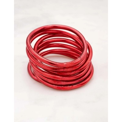 IKITA Paris Bracelet Jonc Bouddhiste Epais Rouge.