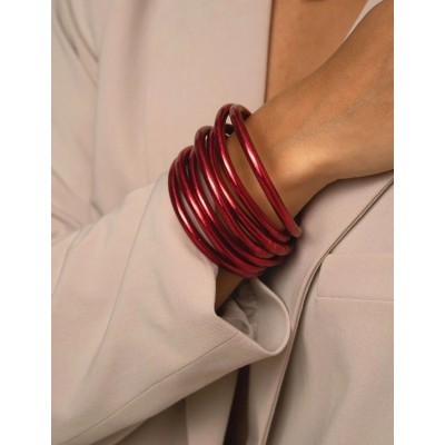 IKITA Paris Bracelet Jonc Bouddhiste Epais Rouge.