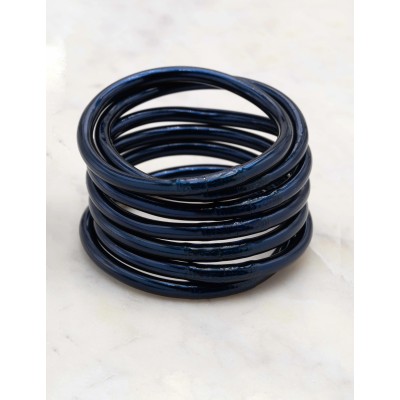 IKITA Paris Bracelet Jonc Bouddhiste Epais Bleu Nuit.