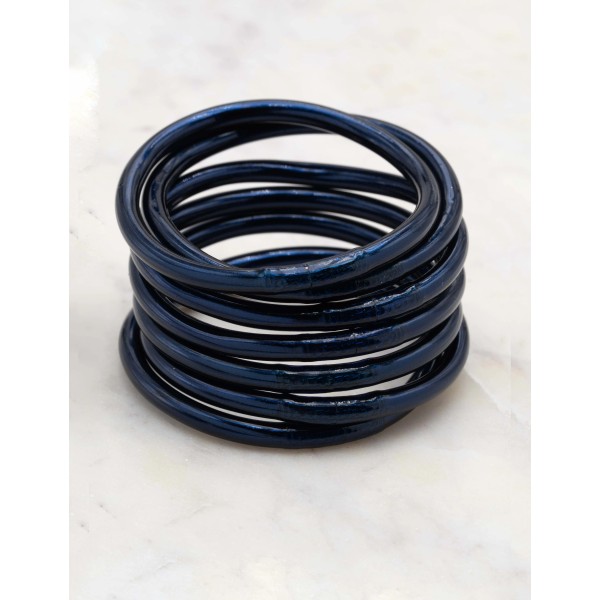 IKITA Paris Bracelet Jonc Bouddhiste Epais Bleu Nuit.